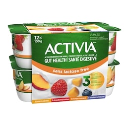 Activia Probiotic Yogurt, Lactose Free, Strawberry/Blueberry/Peach/Mango 12x100.0 g, $0.54/100g