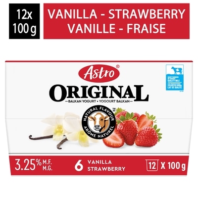 Astro Original Balkan Style Vanilla Cream/Strawberry Yogurt 3.25% 12X 12x100.0 g, $0.58/100g