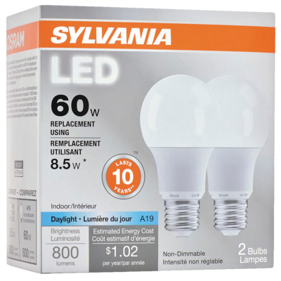 Sylvania Ampoule DEL A19 de 8,5 W 1 ea, 4,00 $/1ch