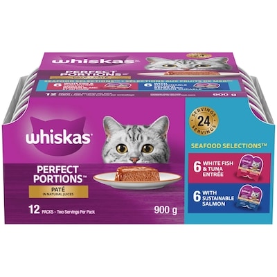 Whiskas Perfect Portions Whitefish, Tuna & Salmon Paté Multipack Adult Wet Cat Food 1 ea