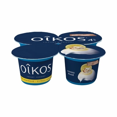 Oikos Yogourt grec, extra crémeux, saveur citron-meringue, 4% M.G. 4x95.0 g, 1,26 $/100g