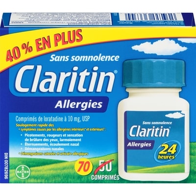 Claritin Allergies, soulagement sans somnolence durant 24 heures 70 ea, 0,51 $/1ch