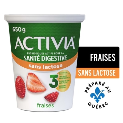 Activia yogourt probiotique sans lactose, fraise 650 g, 0,54 $/100g