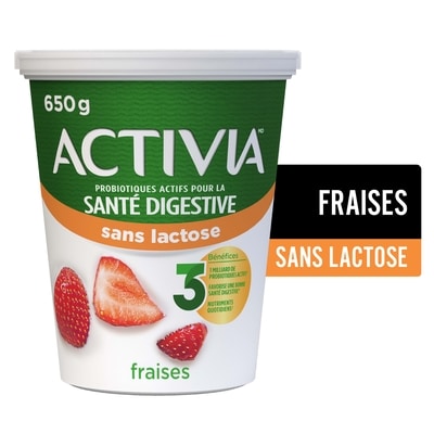 Activia Yogourt probiotique sans lactose, fraise 650 g, 0,54 $/100g