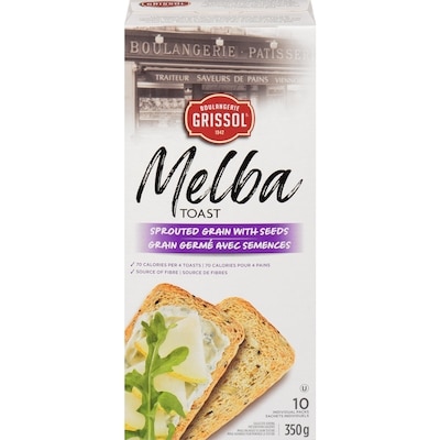 Grissol Boulangerie Grissol Melba Toast Grains germés et semences 350 g, 1,85 $/100g
