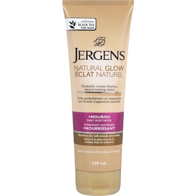 Jergens Glow +Nourish Daily Moisturizer | Gradual Sunless Self-Tanning Body Lotion for Dry Skin, Fair to Medium Shade 220 ml, $6.13/100ml