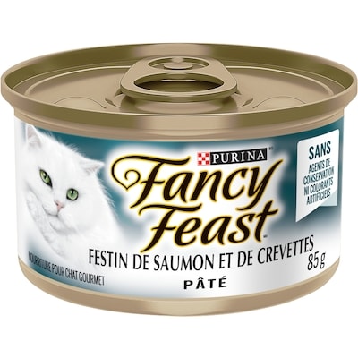 Purina Fancy Feast Pâté Festin de Saumon et de Crevettes, Nourriture Humide pour Chats 85 g 85 g, 1,06 $/100g