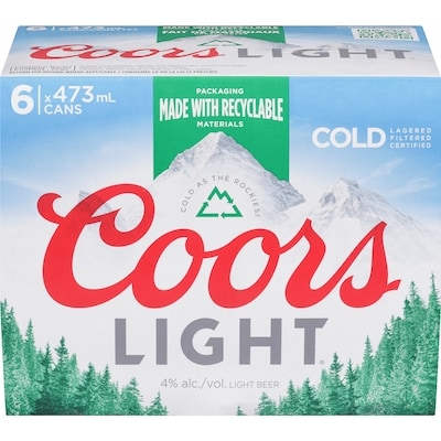 Coors Light Beer (ID required at pick-up) 6x473.0 ml, $0.57/100ml