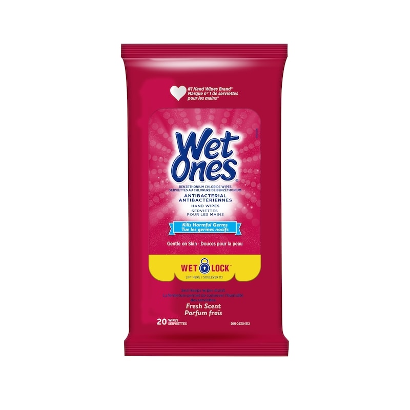 Antibacterial Wipes, Fresh Scent, Hand Wet Wipes 20 Wipes, Travel Pack