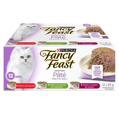 Purina Fancy Feast Pâté Festin Déli Asortiment, Nourriture Humide pour Chats 12 x 85 g 1.02 kg, 1,27 $/100g