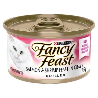 Purina Fancy Feast Grilled Salmon & Shrimp Feast in Gravy, Wet Cat Food 85 g, $1.52/100g