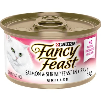 Purina Fancy Feast Grilled Salmon & Shrimp Feast in Gravy, Wet Cat Food 85 g, $1.06/100g