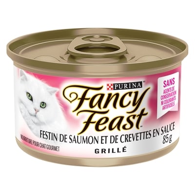Purina Fancy Feast grillé festin de saumon et de crevettes en sauce, nourriture humide pour chats 85 g, 1,52 $/100g
