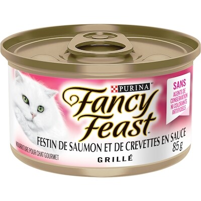 Purina Fancy Feast grillé festin de saumon et de crevettes en sauce, nourriture humide pour chats 85 g, 1,52 $/100g