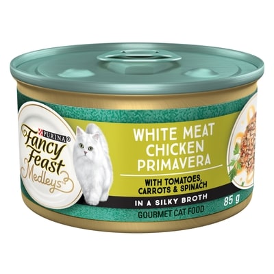 Purina Fancy Feast Medleys Wet Cat Food White Meat Chicken Primavera 85 g, $1.06/100g