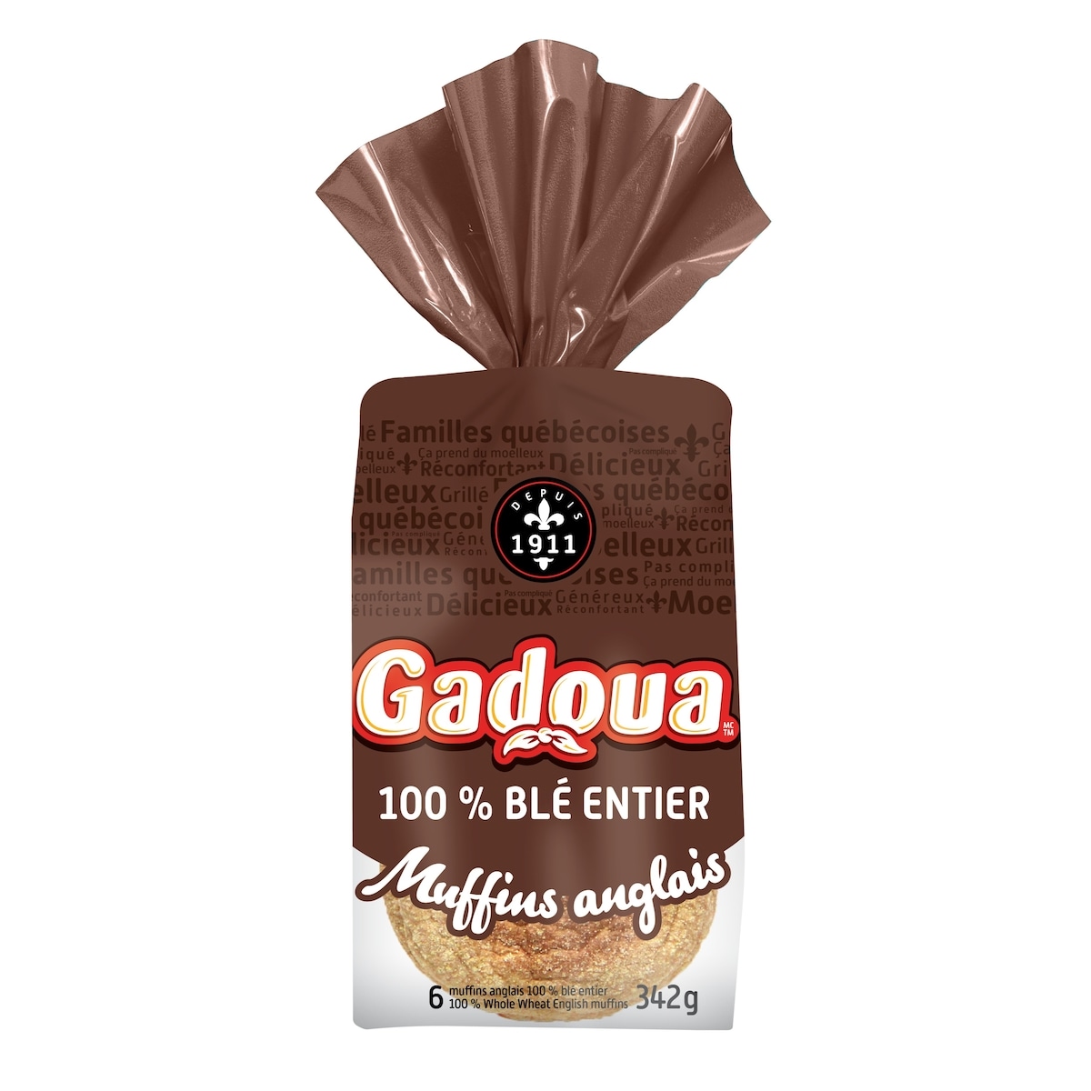 Gadoua Whole Wheat English Muffins 342 g, $1.17/100g