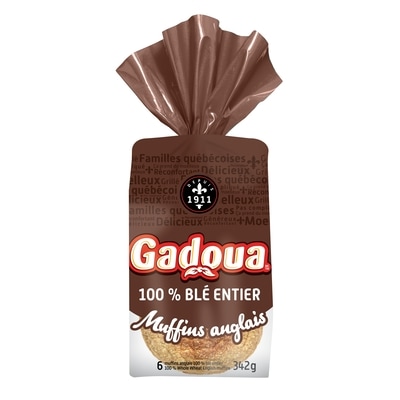 Gadoua Whole Wheat English Muffins 342 g, $1.25/100g