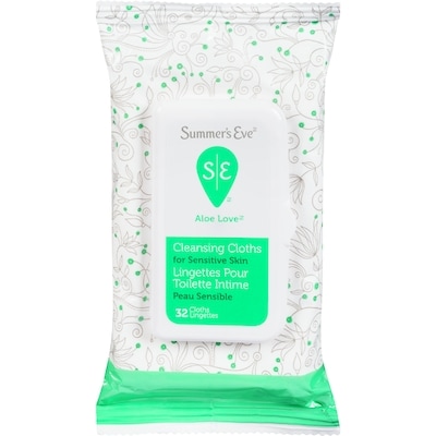 Summer’s Eve Lingettes nettoyantes Peau sensible Aloe Love 32 ea, 0,20 $/1ch