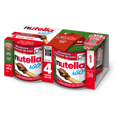 Nutella & GO! Hazelnut And Cocoa Spread With Breadsticks, Snack Packs, Pack of 4 208 g, $3.84/100g
