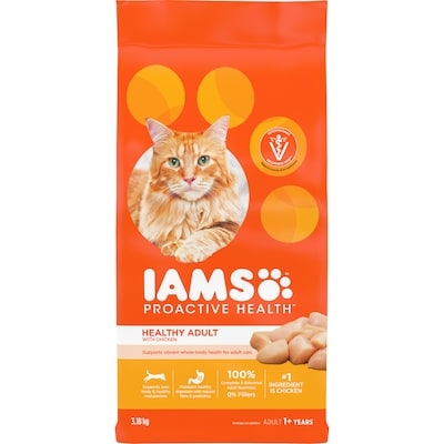 Iams Proactive Health Healthy Adult with Chicken Dry Cat Food 3.18 kg, $0.88/100g