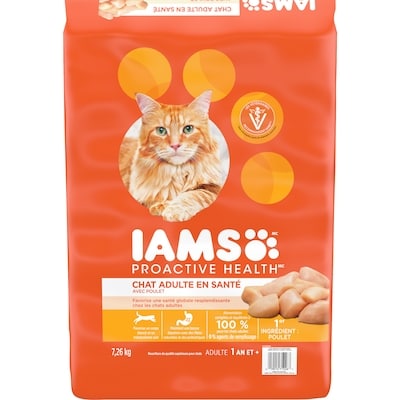 Iams Nourriture sèche pour chats adultes PROACTIVE HEALTH Healthy Adult avec poulet, sac 7.26 kg, 0,63 $/100g