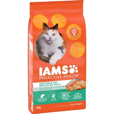 Nourriture sèche pour chats adultes PROACTIVE HEALTH Hairball Care avec poulet et saumon, sac de 3,18 kg