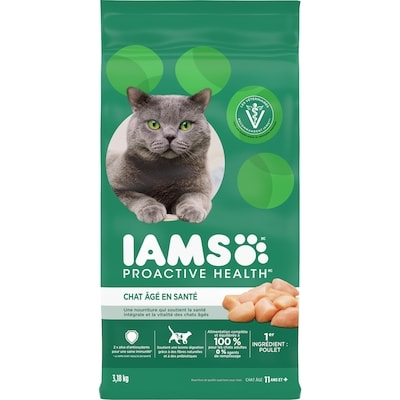Iams Nourriture sèche pour chats âgés PROACTIVE HEALTH Healthy Senior avec poulet, sac 3.18 kg, 0,88 $/100g