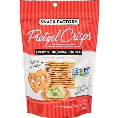The Snack Factory Pretzel Crisps, Everything     200 g, $3.00/100g