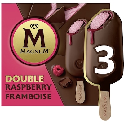 Magnum Barre de Crème Glacée Double Framboise trempée dans un enrobage chocolaté 3x90.0 ml, 2,04 $/100ml