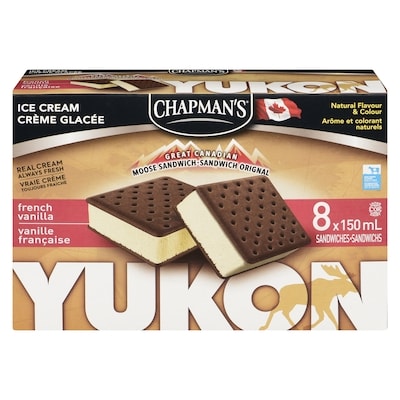 Chapman’s Yukon orignal sandwich vanille français 8x150.0 ml, 0,46 $/100ml