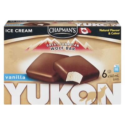 Chapmans Yukon Wolf Ice Cream Bar Vanilla  6x140.0 ml, $0.60/100ml