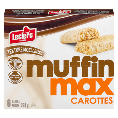 Leclerc Barres Muffin Max, carottes 223 g, 1,34 $/100g