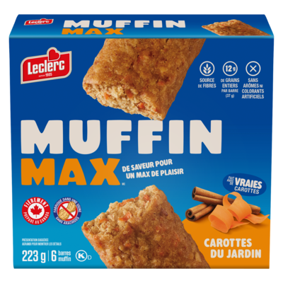 Leclerc Barres Muffin Max, carottes 223 g, 1,25 $/100g