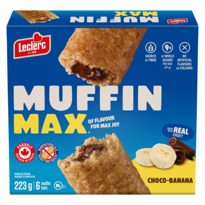 Leclerc Muffin Max Bars, Banana Chocolate 223 g, $1.48/100g