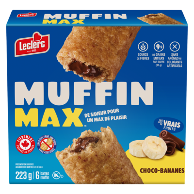 Leclerc Barres Muffin Max, choco-bananes 223 g, 2,01 $/100g