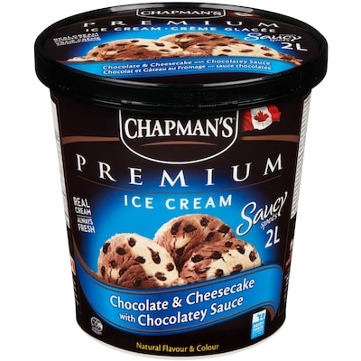 Chapmans Premium Saucy Spots Chocolate & Cheesecake with Chocolatey Sauce Ice Cream 2 l, $0.38/100ml