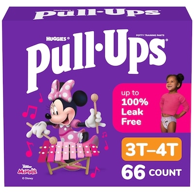 Huggies Pull-Ups Girls' Potty Training Pants, 3T-4T (32-40 lbs), 66 Count 66 ea, $0.44/1ea