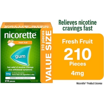 Nicorette Nicotine Gum, 4mg, Fresh Fruit 210 ea, $0.33/1ea