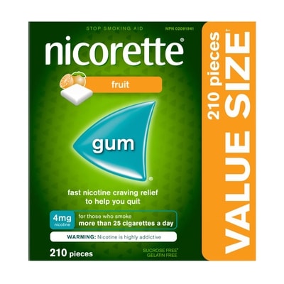 Nicorette Nicotine Gum Fruit 4mg 210 ea, $0.37/1ea