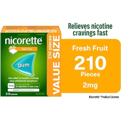 Nicorette Nicotine Gum, 2 mg, Fresh Fruit 210 ea, $0.33/1ea