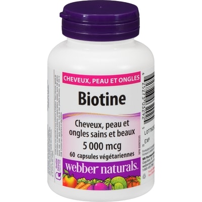 Webber Naturals Biotine 5000 MCG 60 ea, 0,27 $/1ch