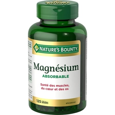Nature’s Bounty Magnésium, absorbable, 400 mg, 125 gélules 125 ea, 0,20 $/1ch
