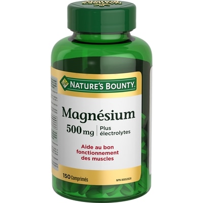 Nature’s Bounty Magnésium plus électrolytes, 500 mg, comprimés 150 ea, 0,12 $/1ch