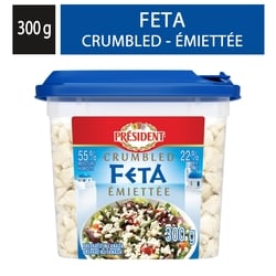 Président Fromage feta émietté 300 g, 3,67 $/100g