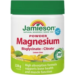 Jamieson Magnesium Bisglycinate Plus Citrate Powder Lemon-Lime Flavour 228 g, $5.52/100g