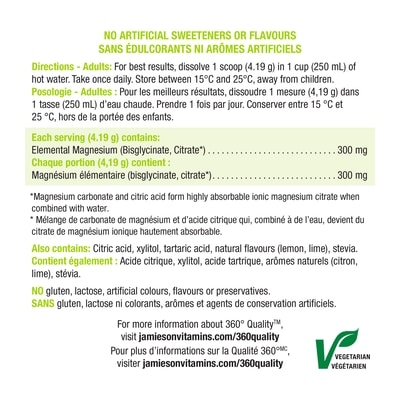 Magnesium Bisglycinate Plus Citrate* Powder Lemon Lime Flavour