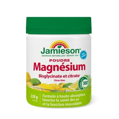 Jamieson Bisglycinate de magnésium plus citrate* en poudre, Citron-lime 228 g, 10,52 $/100g