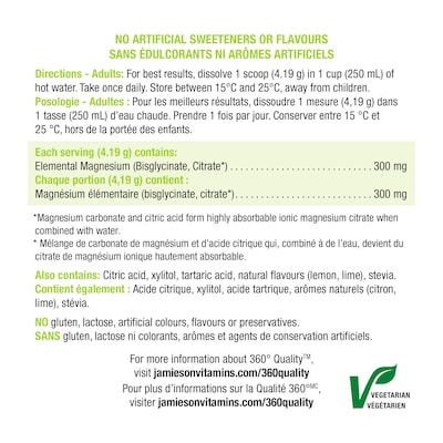 Bisglycinate de magnésium plus citrate* en poudre, Citron-lime