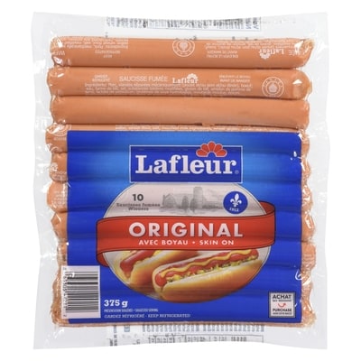 Lafleur Wieners, Skin On 375 g, $1.60/100g