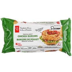 President's Choice Thick & Juicy™ Chicken Burgers 1.13 kg, $1.68/100g